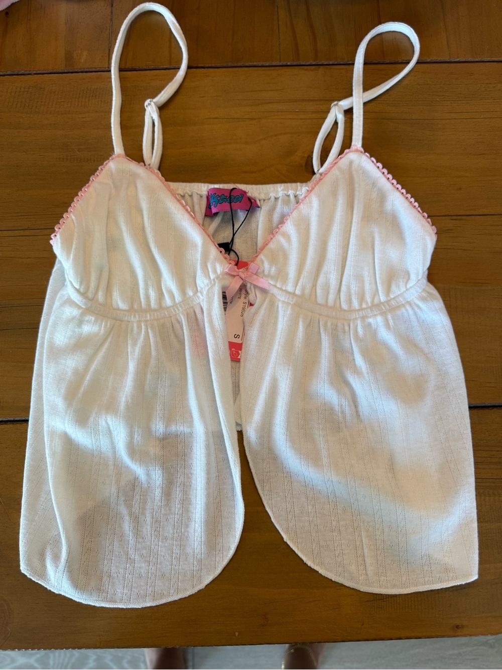 Edikted Ivory Camisole with Pink Trim